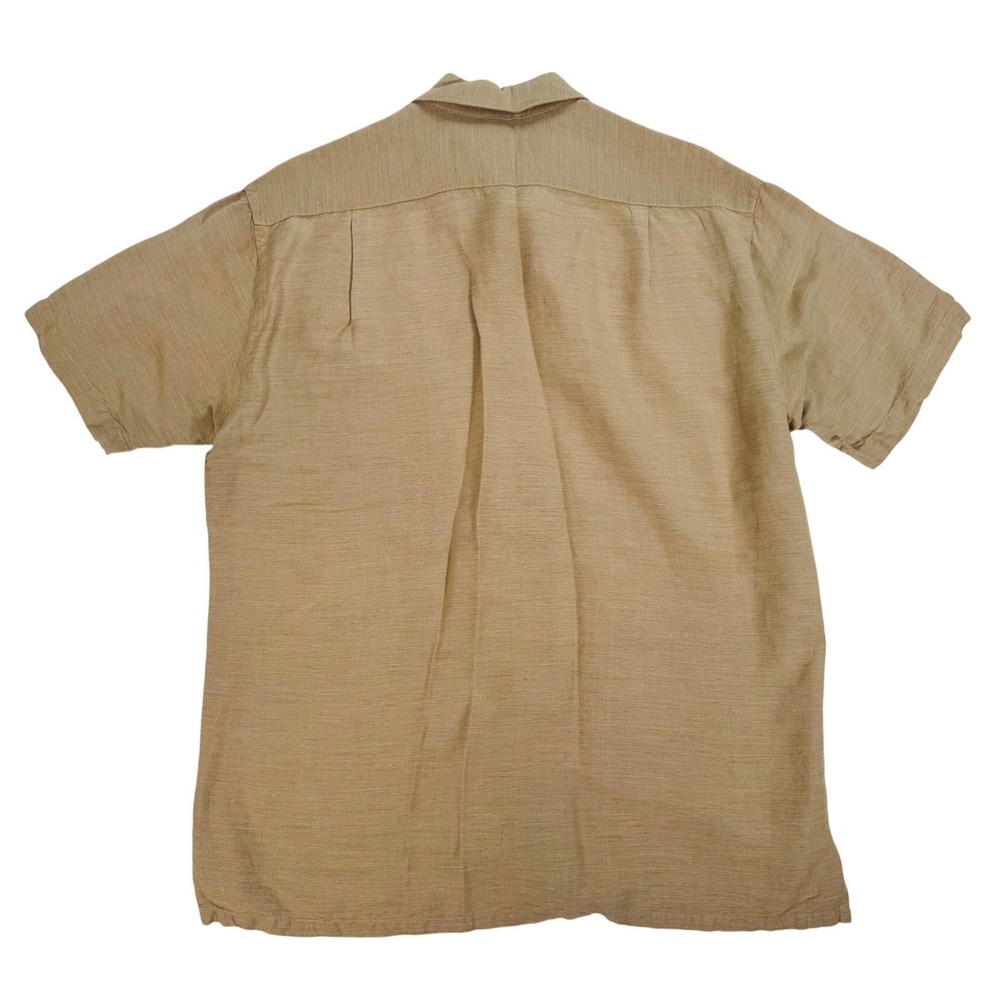 Nautica Men's Tan Linen & Rayon Blend Short Sleeve Button Down Shirt Size M - Picture 3 of 9